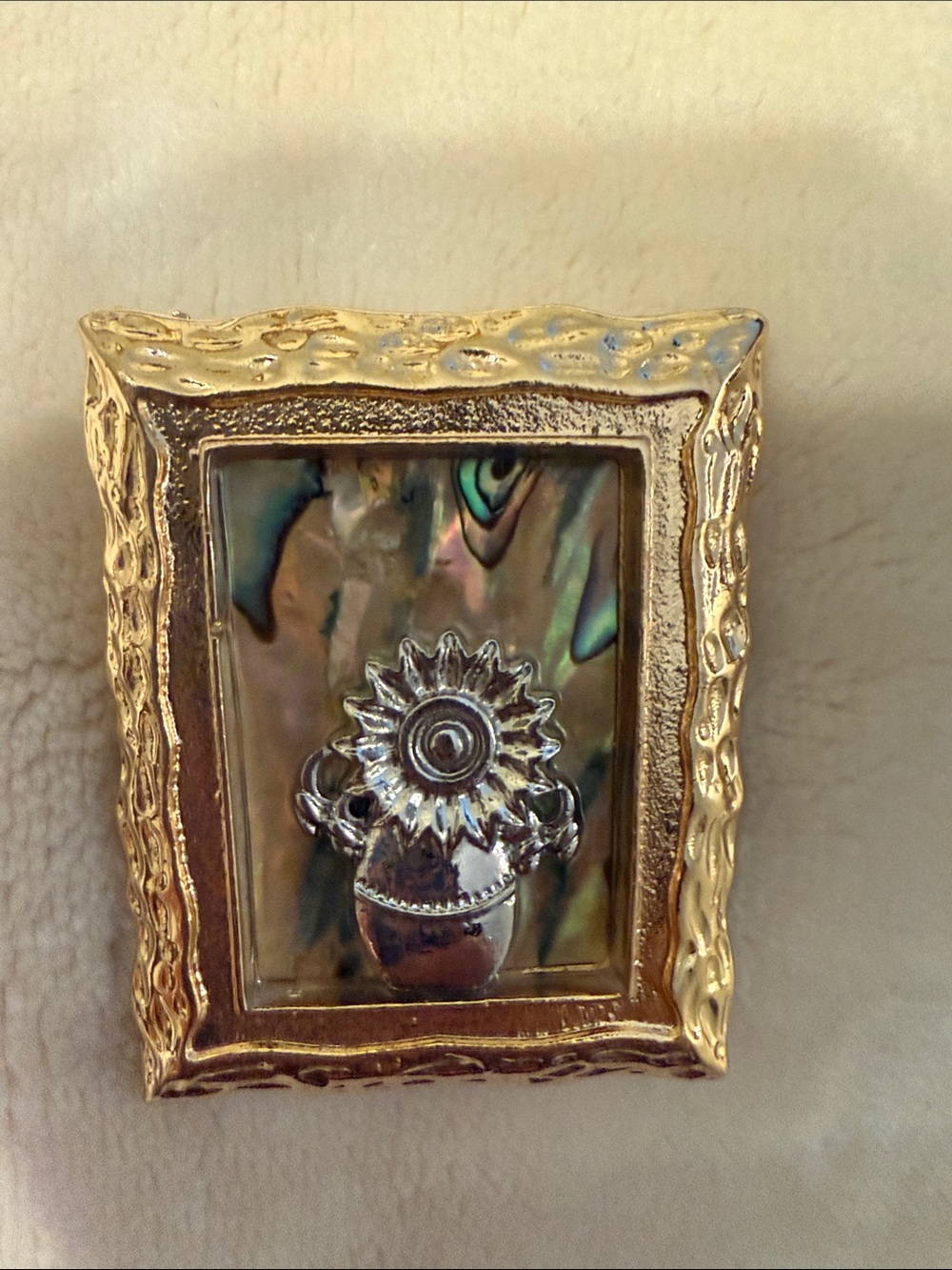 Gold-Tone Sunflower Abalone Brooch - Women's Jewelry